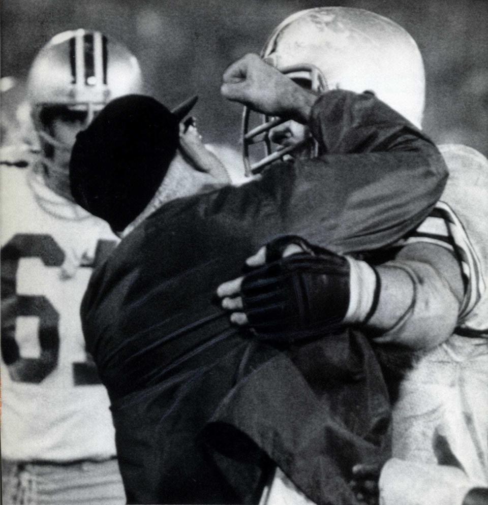 Woody Hayes was so enraged after Charlie Bauman's interception sealed Clemson's win over Ohio State in the 1978 Gator Bowl that he first slugged Bauman, then OSU guard Ken Fritz, who was trying to restrain the coach.