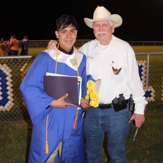 John Samuel Dagen, 18, celebrated his graduation from Rochelle High School with his father, John Dagen, in 2019.