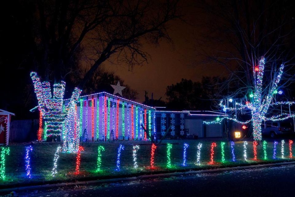 Christmas on Crestline at 914 N. Crestline is a longtime Wichita display with more than 80,000 neon-colored lights.