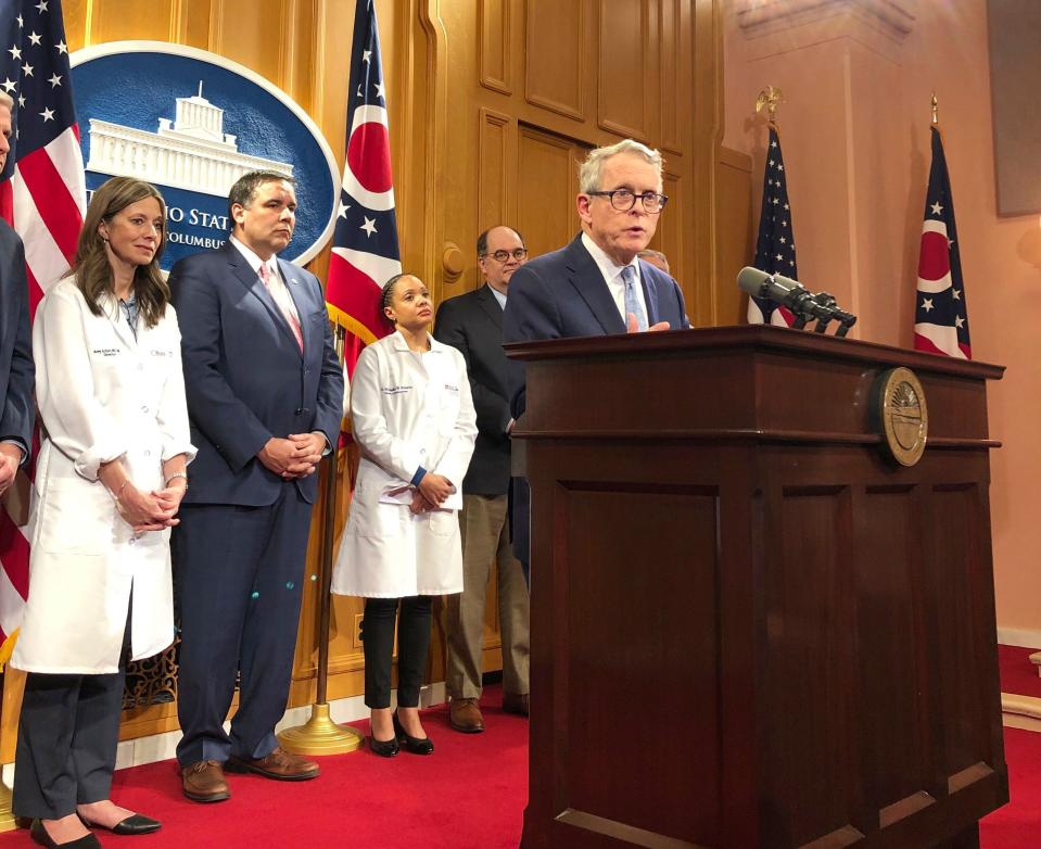 Gov. Mike DeWine signed legislation Wednesday that prevents state and local public officials from closing houses of worship. (Julie Carr Smyth/Associated Press)