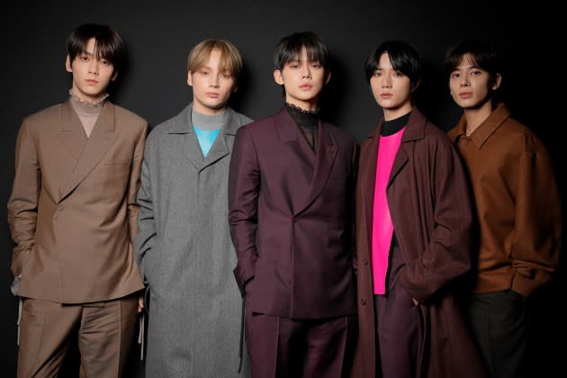 Tomorrow X Together at Dior Men's Fall 2024 as part of Paris Men's Fashion Week held at École Militaire on January 19, 2024 in Paris, France.  - Credit: Swan Gallet/WWD/Getty Images