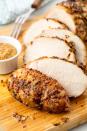 <p>Pork can be intimidating to cook if you associate it with it's bad rep for being bland and boring. But, if you cook it right, it can be <em>extremely</em> good—great enough for a spot on your holiday table in fact.</p><p>Get the <a href="https://www.delish.com/cooking/recipe-ideas/recipes/a55309/best-pork-loin-roast-recipe/" rel="nofollow noopener" target="_blank" data-ylk="slk:Garlic Rosemary Pork Loin recipe;elm:context_link;itc:0;sec:content-canvas" class="link "><strong>Garlic Rosemary Pork Loin recipe</strong></a>. </p>