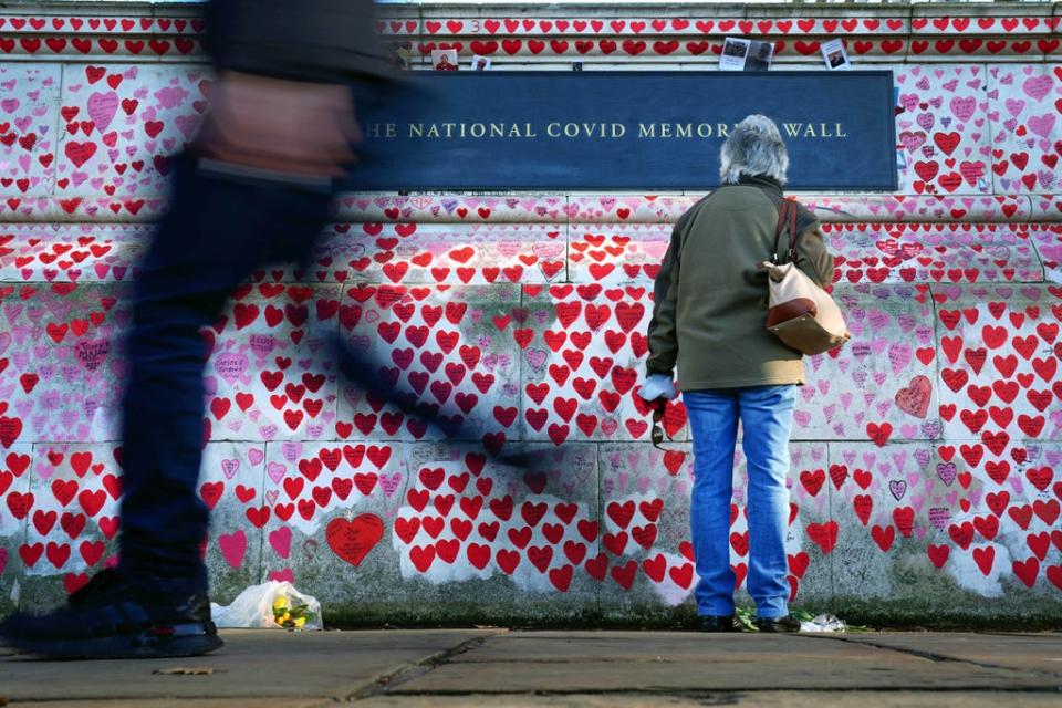 Covid memorial wall in Westminster, London (Victoria Jones/PA) (PA Wire)