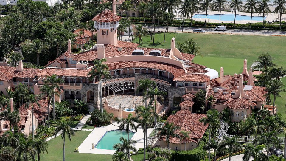 In this aerial view, former President Donald Trump's Mar-a-Lago estate is seen on September 14, 2022 in Palm Beach, Florida. - Joe Raedle/Getty Images/FILE