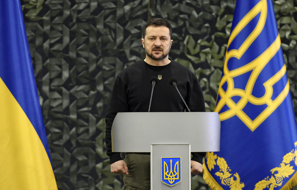 KYIV, UKRAINE - APRIL 12, 2023 - Präsident der Ukraine Selenskyj (Kaniuka Ruslan / Ukrinform/Future Publishing via Getty Images)