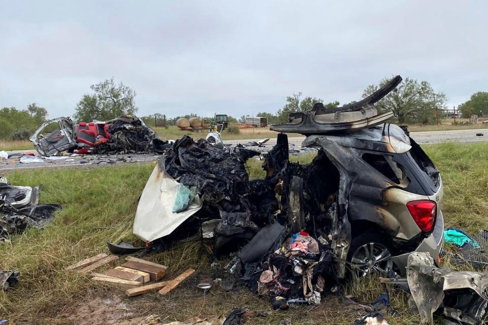 Two cars collided on the South Texas highway (Texas Department of Public Safety via AP)