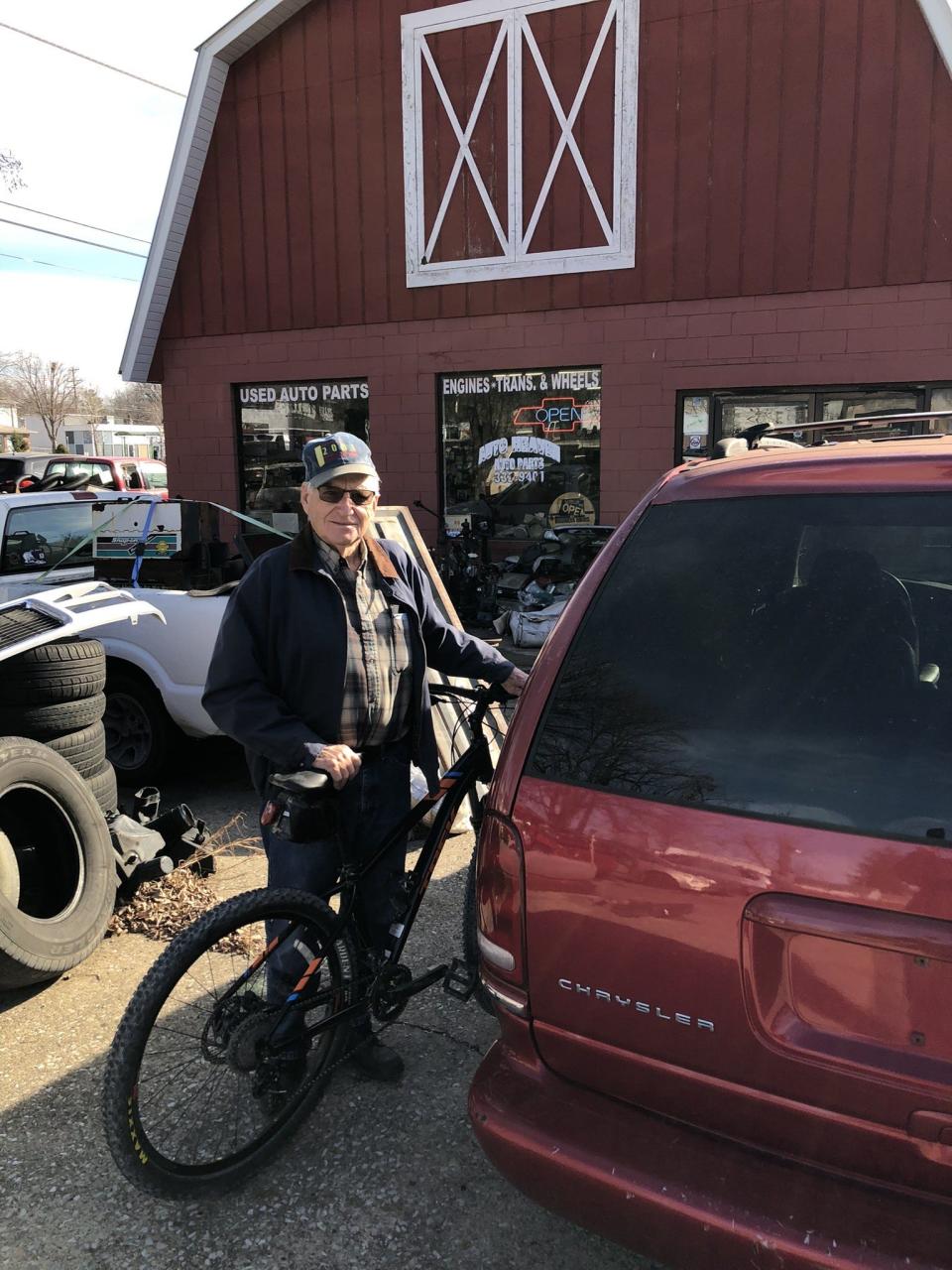 Joe Anderson rode off on his bicycle after leaving his 1997 Chrysler van at Auto Heaven in Bloomington.