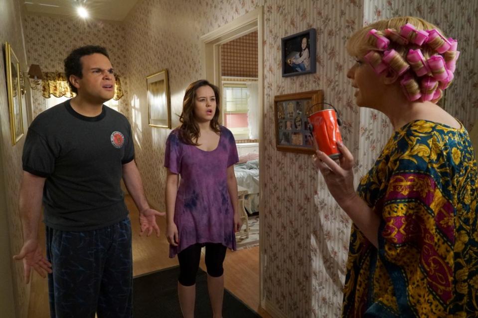 Troy Gentile (from left), Hayley Orrantia and Wendi McLendon-Covey. Disney General Entertainment Content via Getty Images