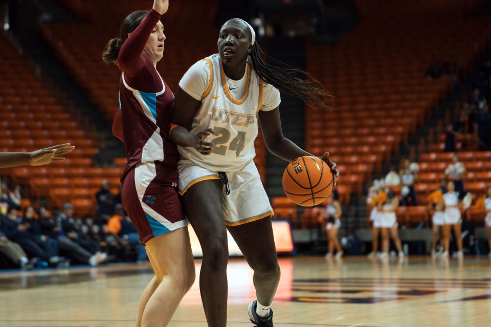 UTEP's Adhel Tac played a key role in the Miners'  65-61 win against New Mexico State on Wednesday at the Don Haskins Center.