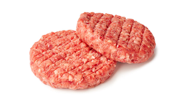 Raw beef burger patties