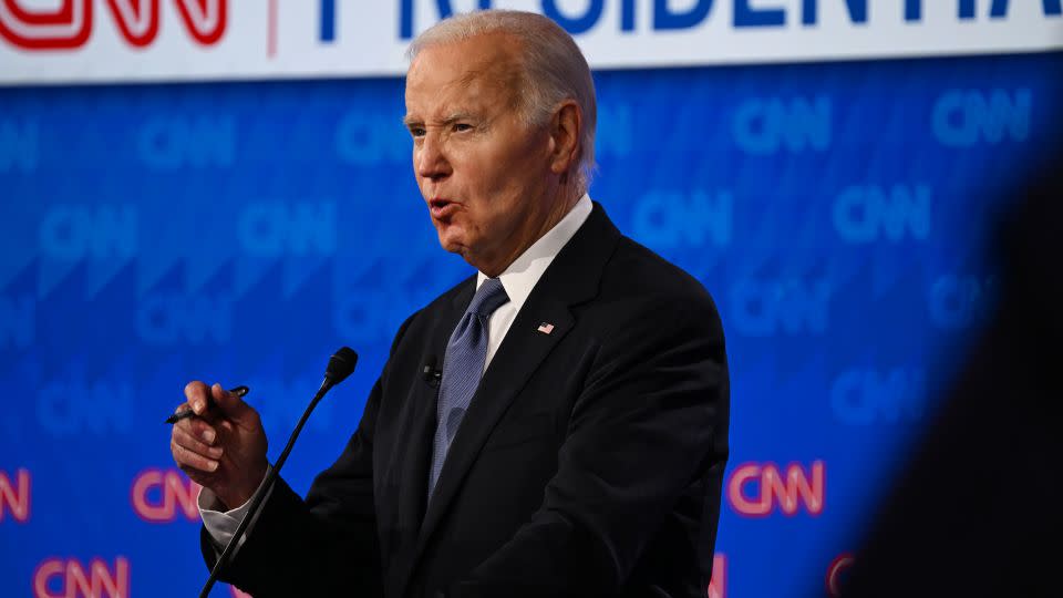 Former President Donald Trump and President Joe Biden debate at CNN's Atlanta studios on June 27, 2024. - Will Lanzoni/CNN