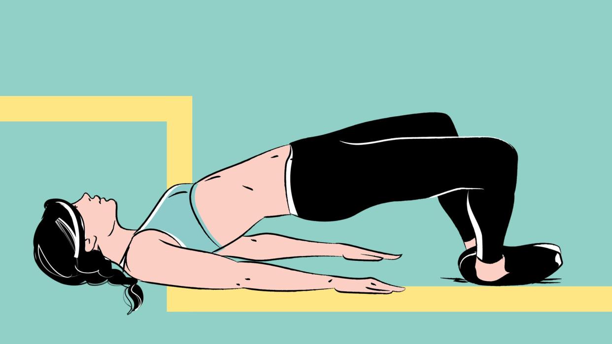 illustration of a woman doing a frog pump exercise