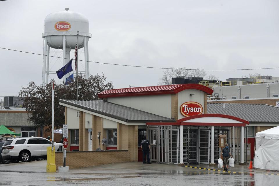 <span class="caption">This Tyson facility in Logansport, Indiana, closed after several employees tested positive for COVID-19.</span> <span class="attribution"><span class="source">AP Photo/Darron Cummings</span></span>