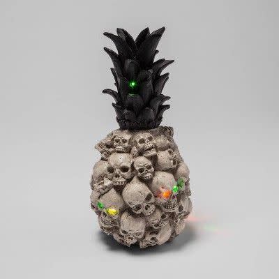 3) Light Up Skull Pineapple Halloween Decor