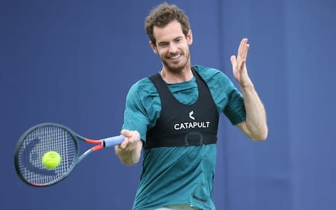 Andy Murray of Great Britain during a practice session prior to the Fever-Tree Championships at Queens Club on June 14, 2019 in London, United Kingdom - Credit: Getty Images