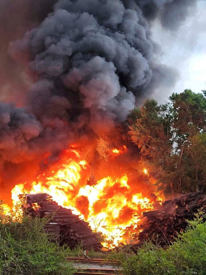 Railroad Tie Fire (ASSOCIATED PRESS)