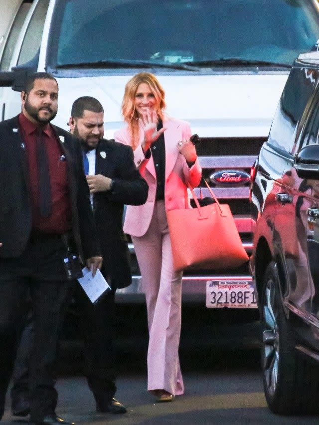 Julia Roberts opts for blush pink suit at premiere of new film