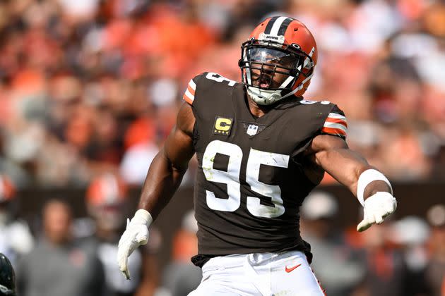 Myles Garrett of the Cleveland Browns against the New York Jets on Sept. 18, 2022. (Photo: Diamond Images via Getty Images)