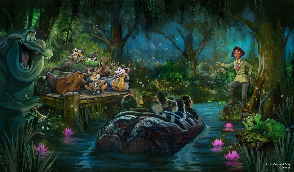 Concept art shows what the attraction now known as Splash Mountain will look like once it adapts a theme of 