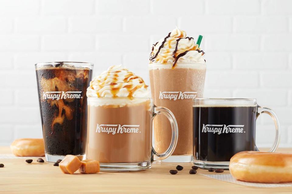 Customers who order a drink from Krispy Kreme’s revamped coffee menu can get a free doughnut of their choice for a limited time.