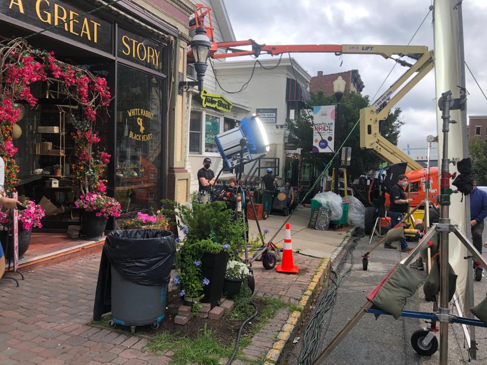 An HBO movie tentatively titled "Girl Haunts Boy" filming at the gift shop "White Rabbit Black Heart" on Glenridge Ave. in Montclair. June 22, 2022.
