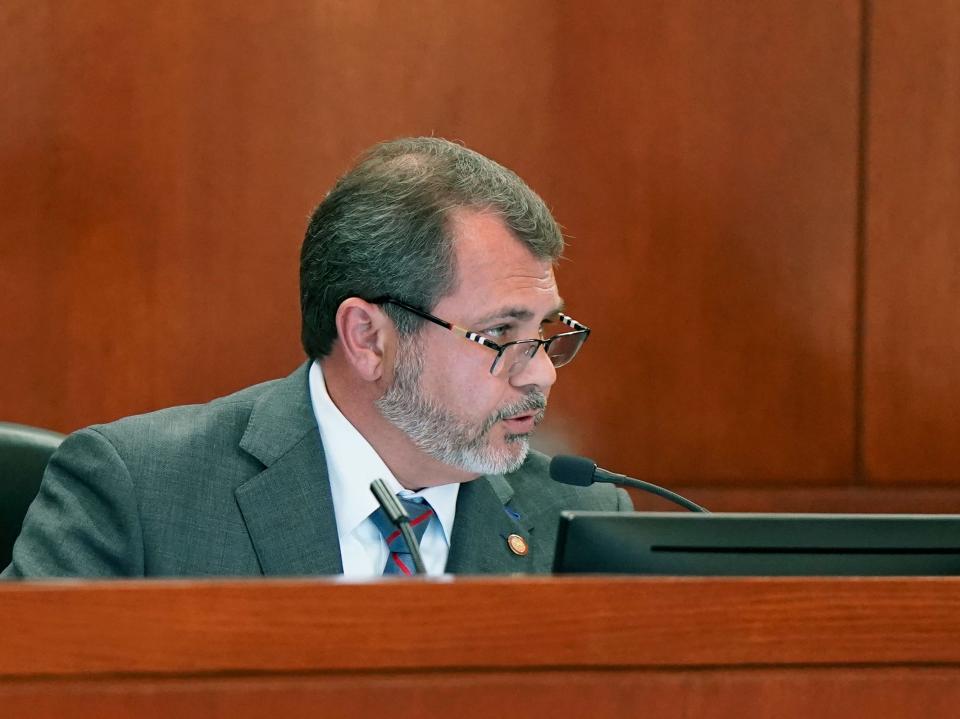 Rep. Tom Leek, R-Ormond Beach, speaks during a Volusia County Legislative Delegation meeting in DeLand in October. Leek, the House budget chair, says lawmakers are working to resolve Florida's property insurance crisis.