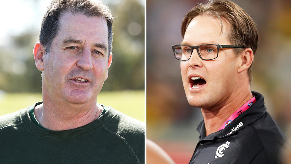 Former AFL coach Ross Lyone threw his at into the ring for Carlton's coaching job last week, despite David Teague being contracted for 2022. Pictures: Getty Images