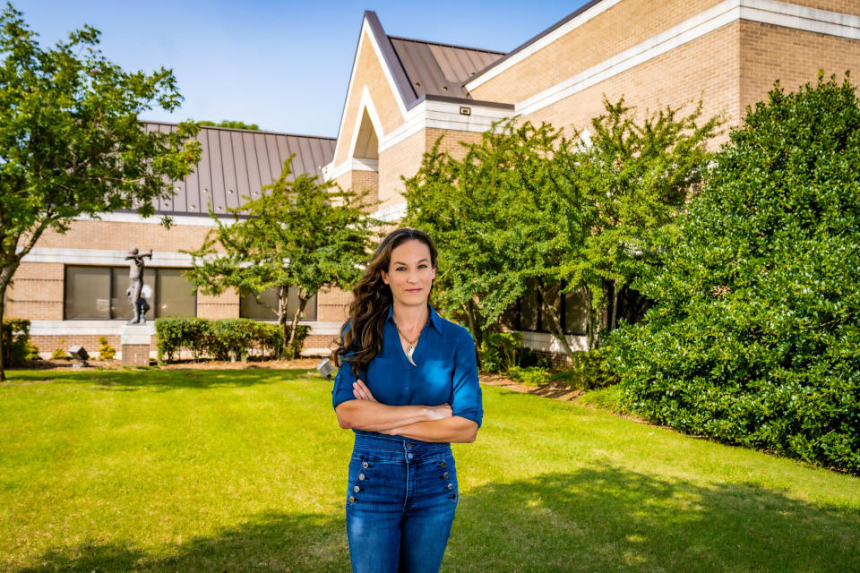 Council Member Kate Bierman outside City Hall, in Norman, Okla. (Christopher Creese / for NBC News)