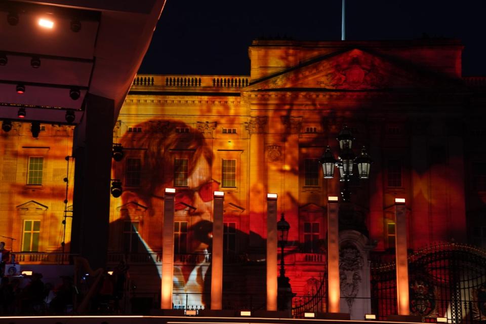 Sir Elton John performed by video link after delivering a message to the Queen (Victoria Jones/PA) (PA Wire)