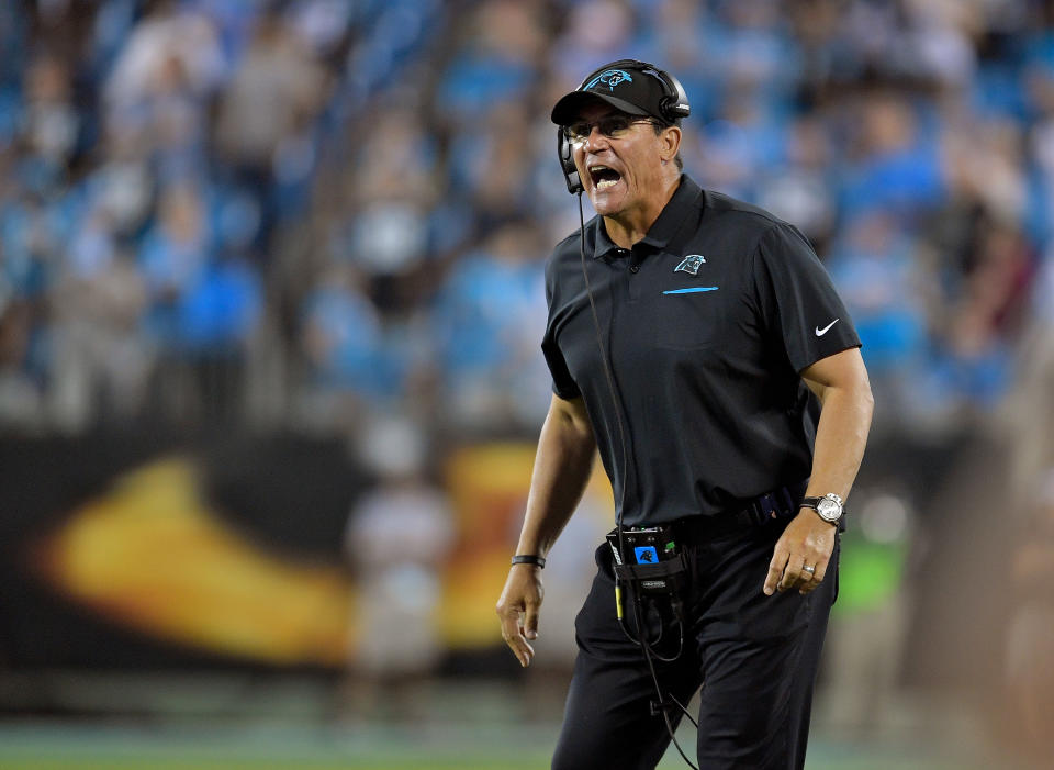 Ron Rivera was done answering questions about Cam Newton, even if reporters weren't done asking them. (Photo by Grant Halverson/Getty Images)