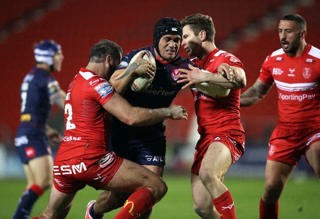Sione Mata’utia, centre, is back for St Helens (Martin Rickett/PA)