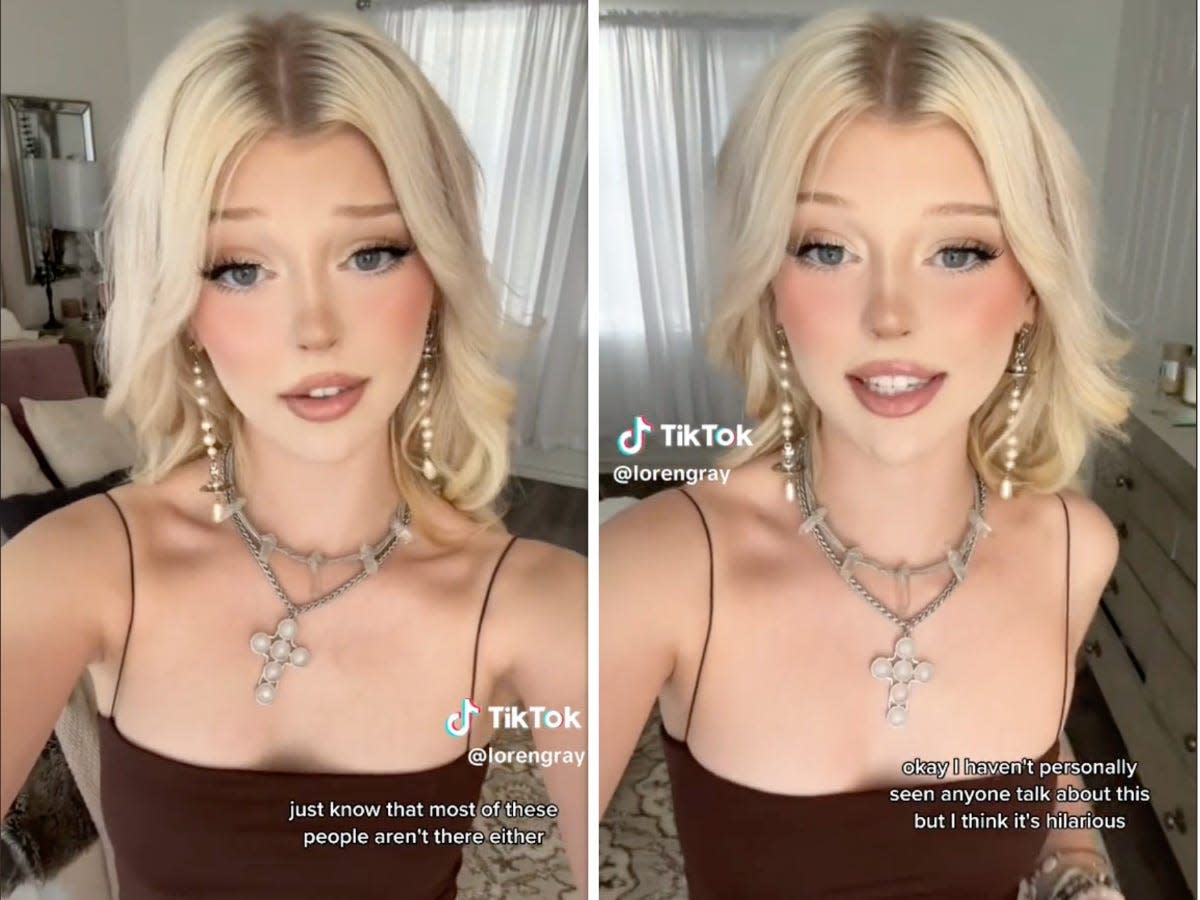 composite image of screenshots from Gray's TikTok account showing her speaking to camera