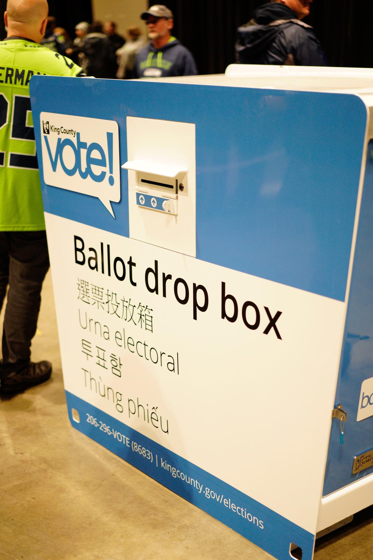 The Seahawks are one of several teams that are encouraging fans to drop off mail-home ballots at the stadium.
