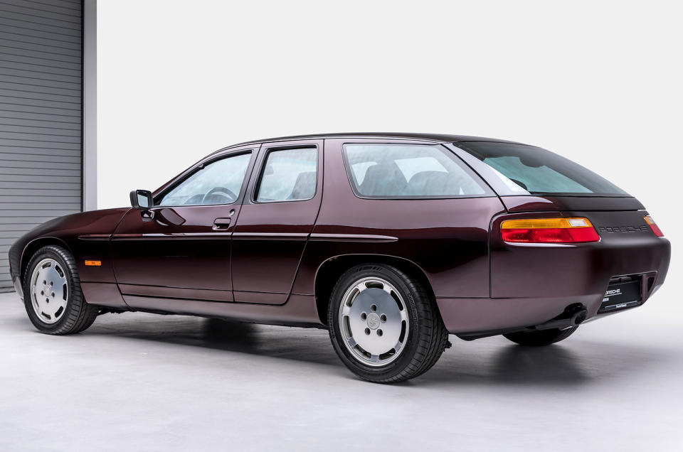 <p>Three years after Porsche built its 928 shooting brake, it finished this five-door estate, although the rear doors were so small that they were classed as half doors. Which probably makes the car a four-door estate. Even though the car was finished in 1987, it wasn't seen publicly until the <strong>2012 Pebble Beach Concours</strong>; the car was axed because Porsche couldn't make it <strong>rigid</strong> enough.</p>