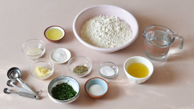 ingredients for garlic herb breadsticks
