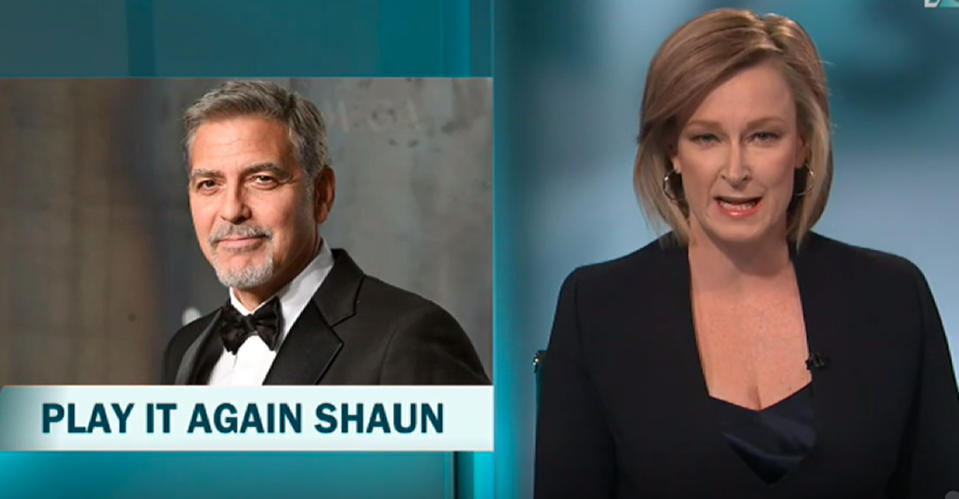 Host Leigh Sales couldn't resists a joke of two at Shaun's expense. Photo: 7:30