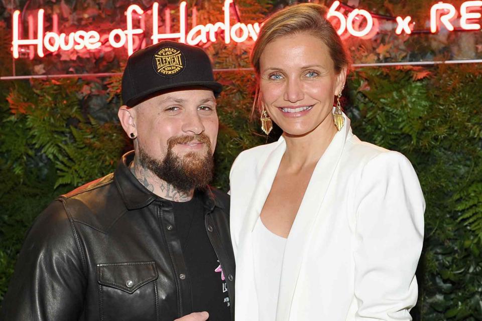 <p>Donato Sardella/Getty </p> Benji Madden and Cameron Diaz attend House of Harlow 1960 x REVOLVE on June 2, 2016 in Los Angeles, California.