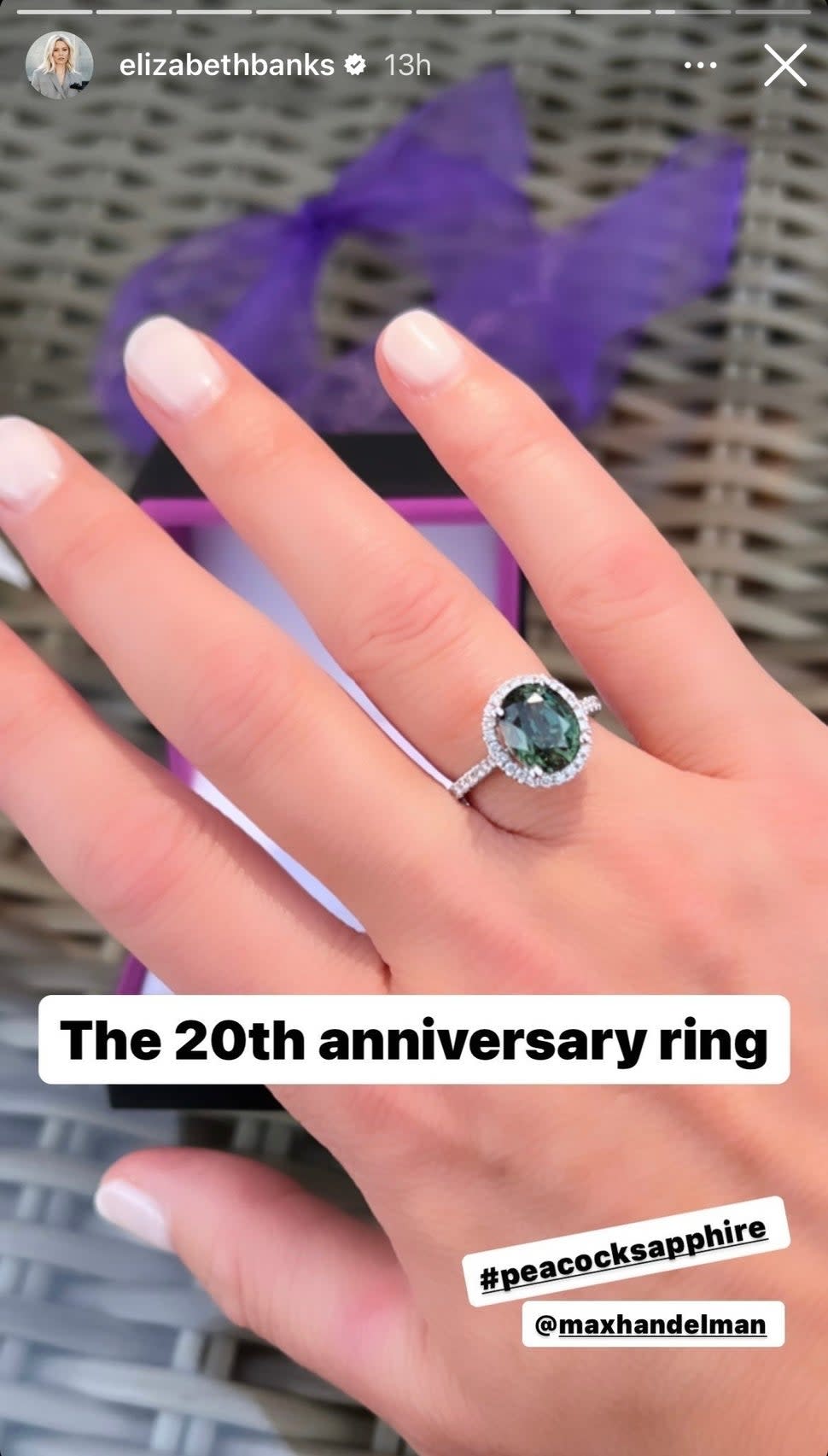 Elizabeth Banks Sapphire Ring IG