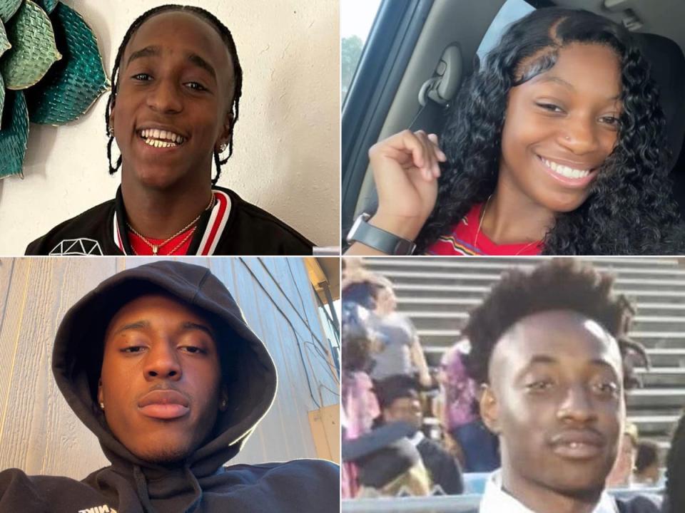Top left clockwise: Dadeville shooting victims Phil Dowdell, KeKe Nicole Smith, Corbin Holster and Mersiah Collins (Facebook/Handout)