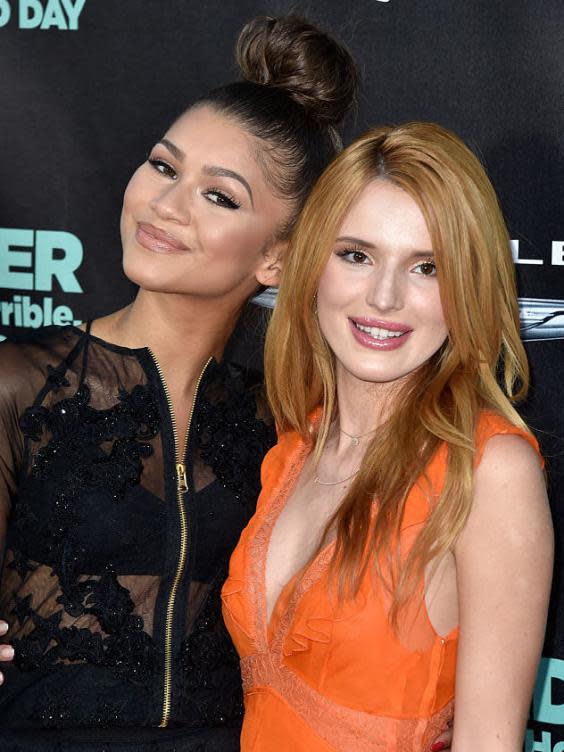 Disney kids: Thorne and her ‘Shake It Up’ co-star Zendaya at a film premiere in 2014 (Frazer Harrison/Getty Images)