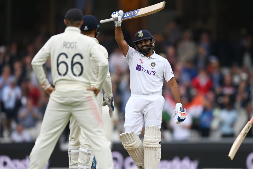 Rohit Sharma celebrates his first overseas century (Getty Images)