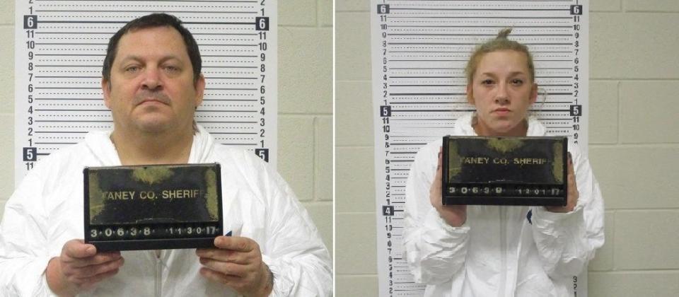 Aubrey Trail, left, and Bailey Boswell have been arrested in Missouri on charges unrelated to Sydney Loofe's disappearance. (Photo: Taney County Jail)