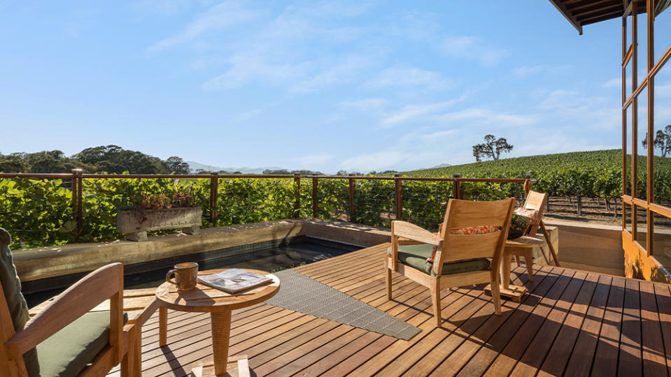 A plunge pool overlooking the property’s vineyard.