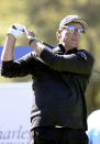 Phil Mickelson looks on his drive shot on the 18th hole during the first round of 2020 Dominion Energy Charity Classic at The Country Club of Virginia in Richmond, Va., Saturday, Oct. 17, 2020. (Daniel Sangjib Min/Richmond Times-Dispatch via AP)