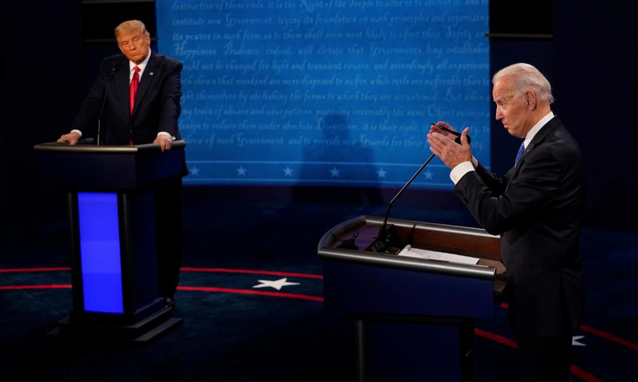 <span>In 2020, Joe Biden and Donald Trump debated twice.</span><span>Photograph: Morry Gash/AP</span>
