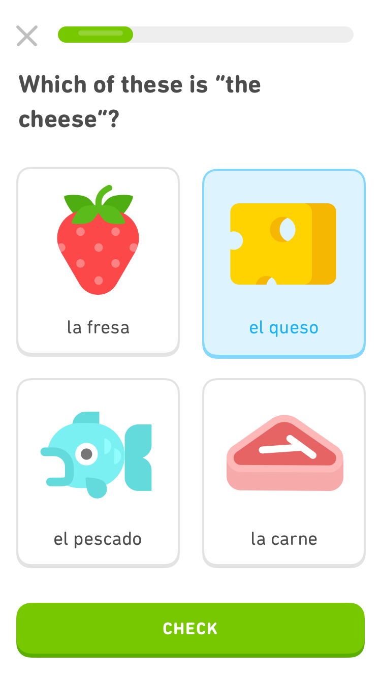 Duolingo, a free language-learning app, saw thousands more students and teachers sign up for accounts after the coronavirus outbreak shuttered schools. This is an example of an introductory Spanish-lesson exercise.