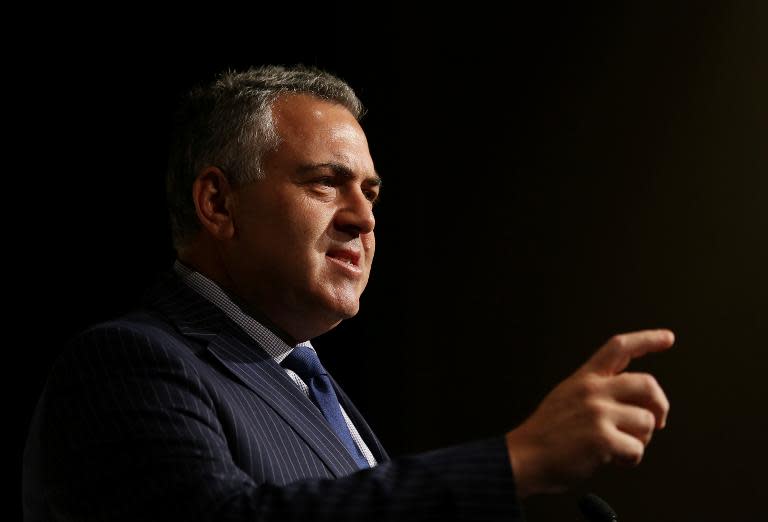 Australian Treasurer Joe Hockey speaks at the G20 Investment Forum Opening Plenary in Sydney, on July 19, 2014