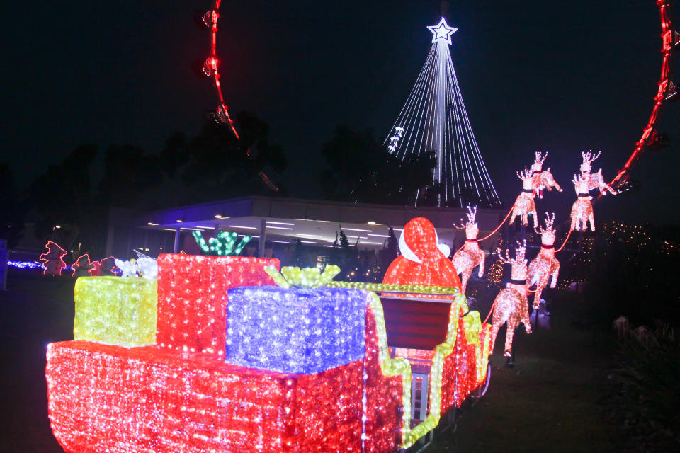 Christmas Village in the Tropics at Singapore Flyer features Santa's 12 foot sleigh.