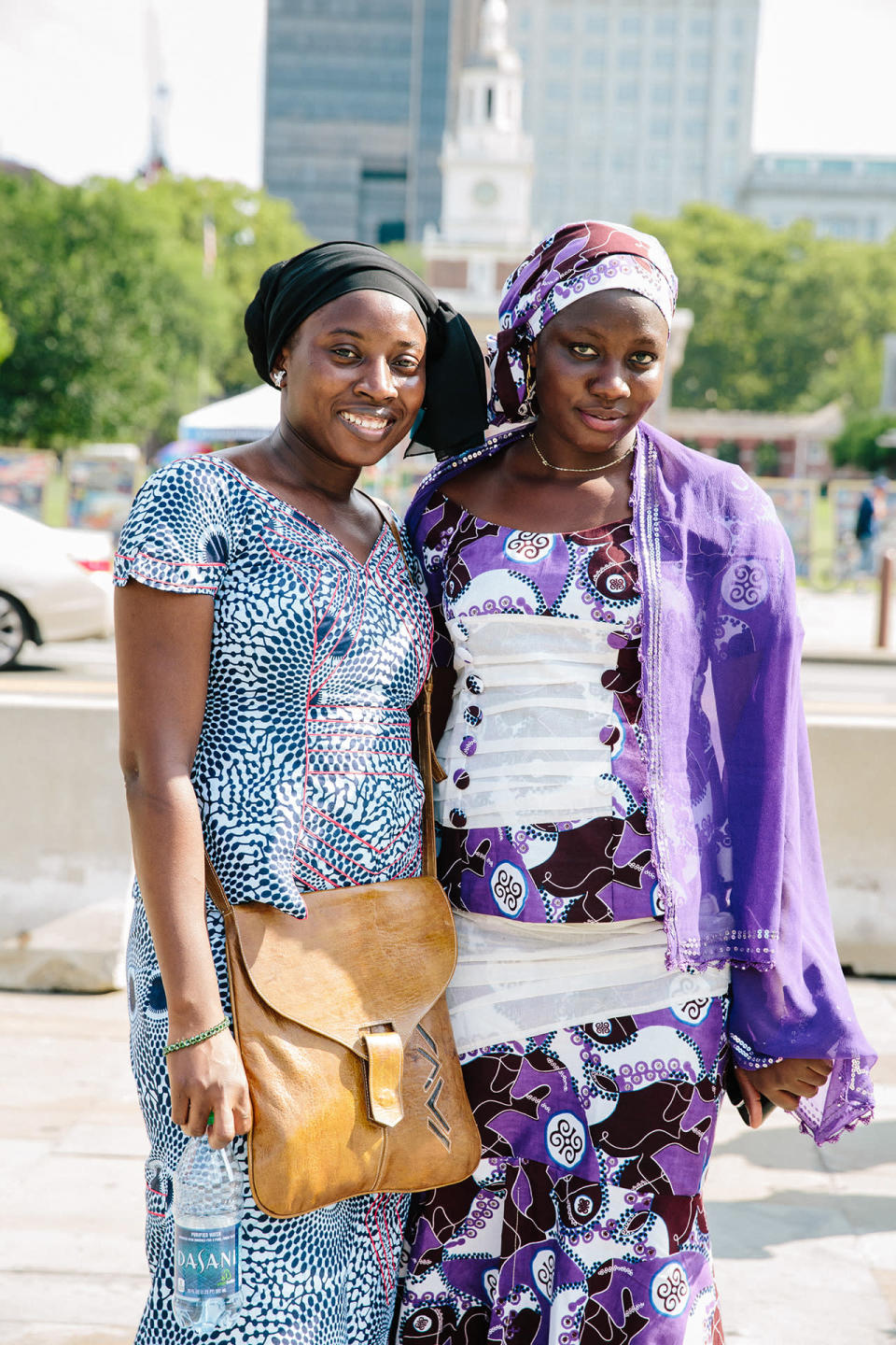 Korotoumou Konate, right, with Sanou Tlaore, is wearing traditional African dress.