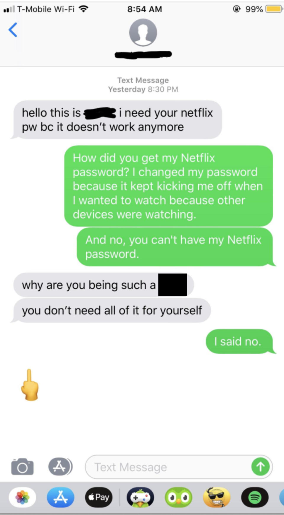 text screenshot of someone mad they can't get free netflix